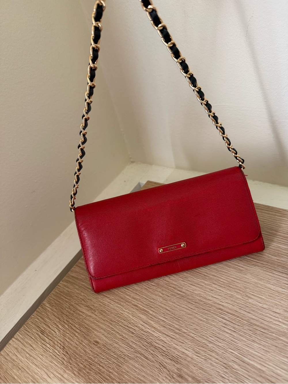 Fendi Red Leather Long Wallet